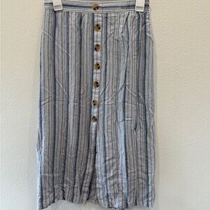 Aeropostale Blue and White Striped Midi Skirt